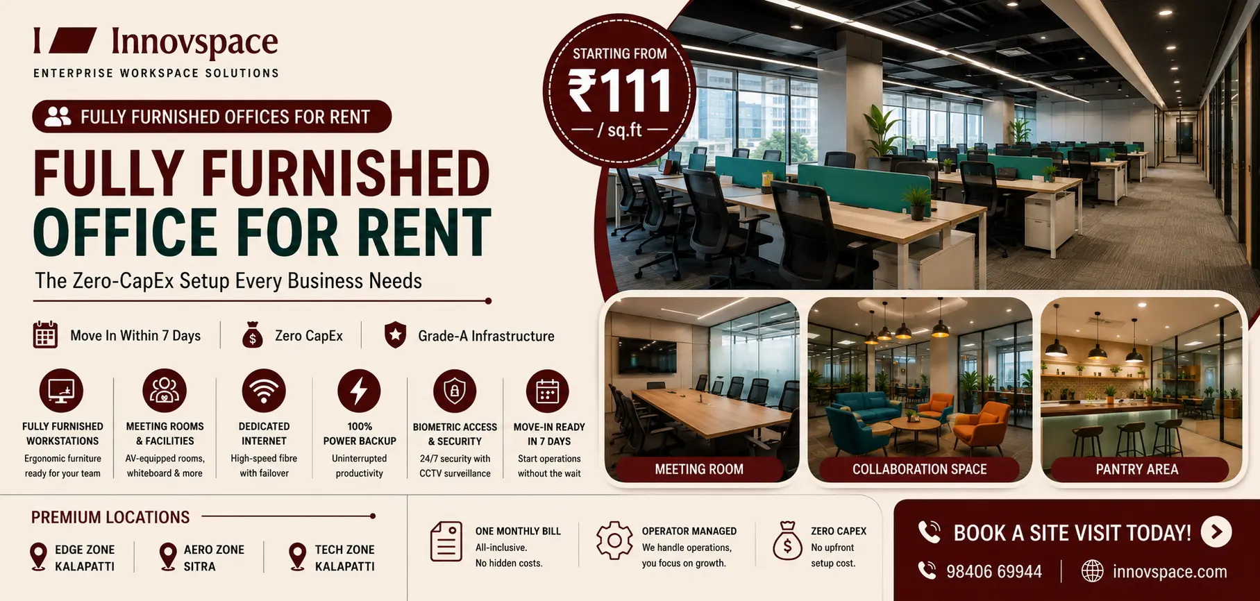 Fully furnished office for rent in Coimbatore — Grade-A zero-capex setup at Innovspace 2026