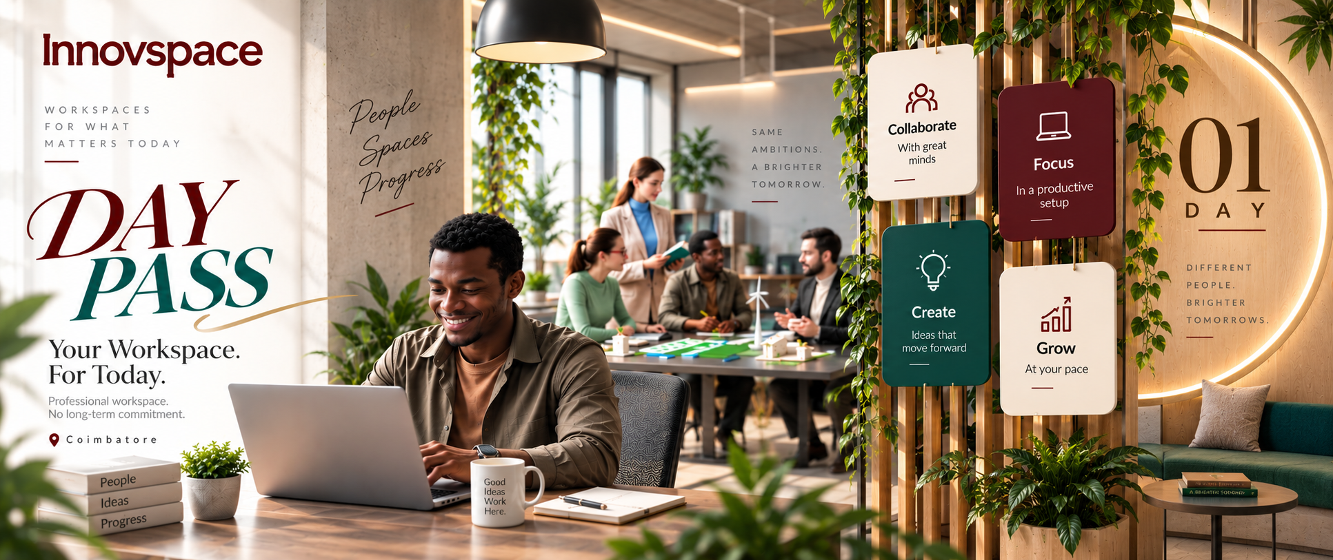 Day Pass in Coimbatore: How It Works and Who Needs One Coworking day pass in Coimbatore — book a seat for one day at Innovspace Aero Zone and Edge Zone
