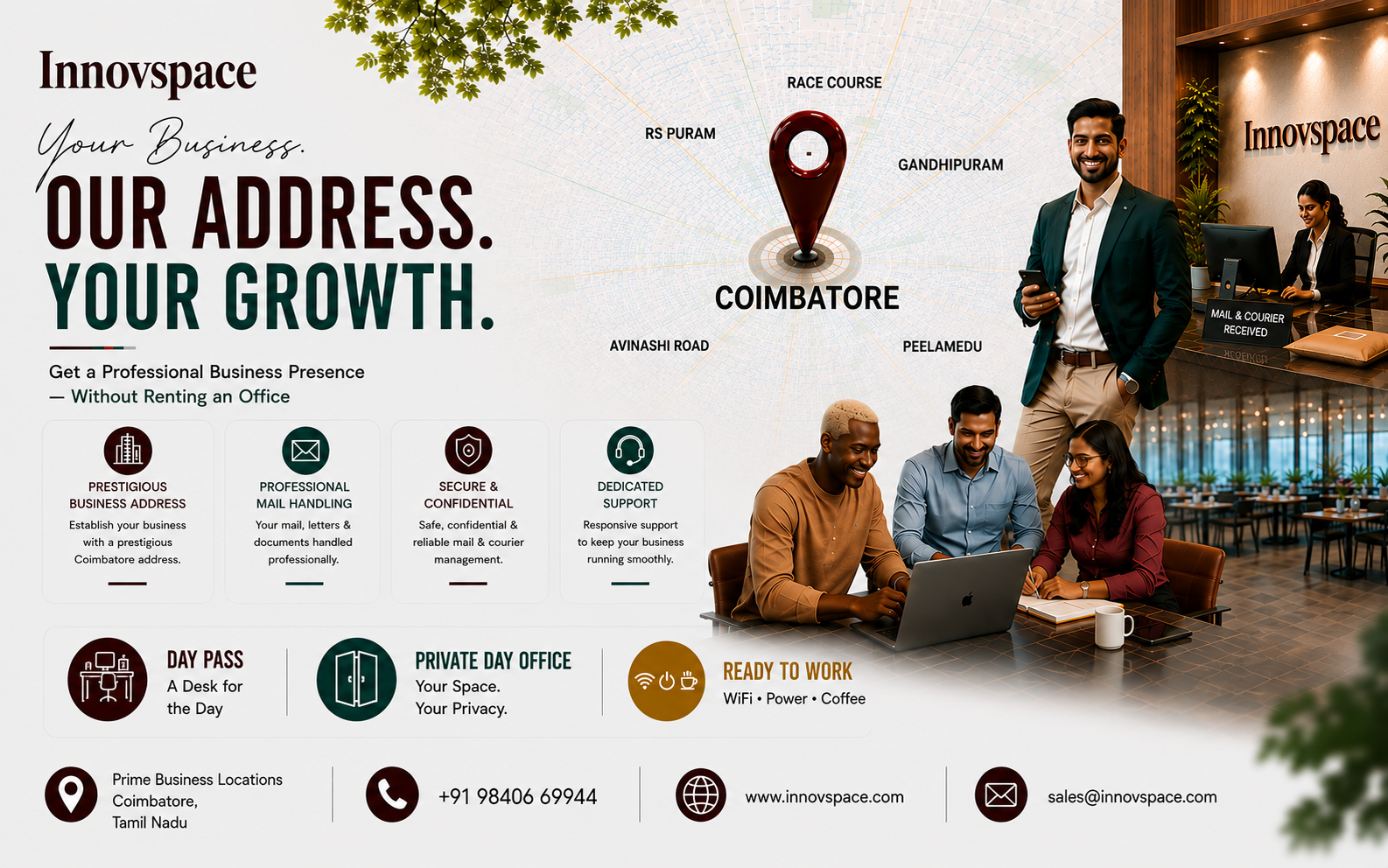Business address in Coimbatore — a credible campus address with staffed mail handling at Innovspace