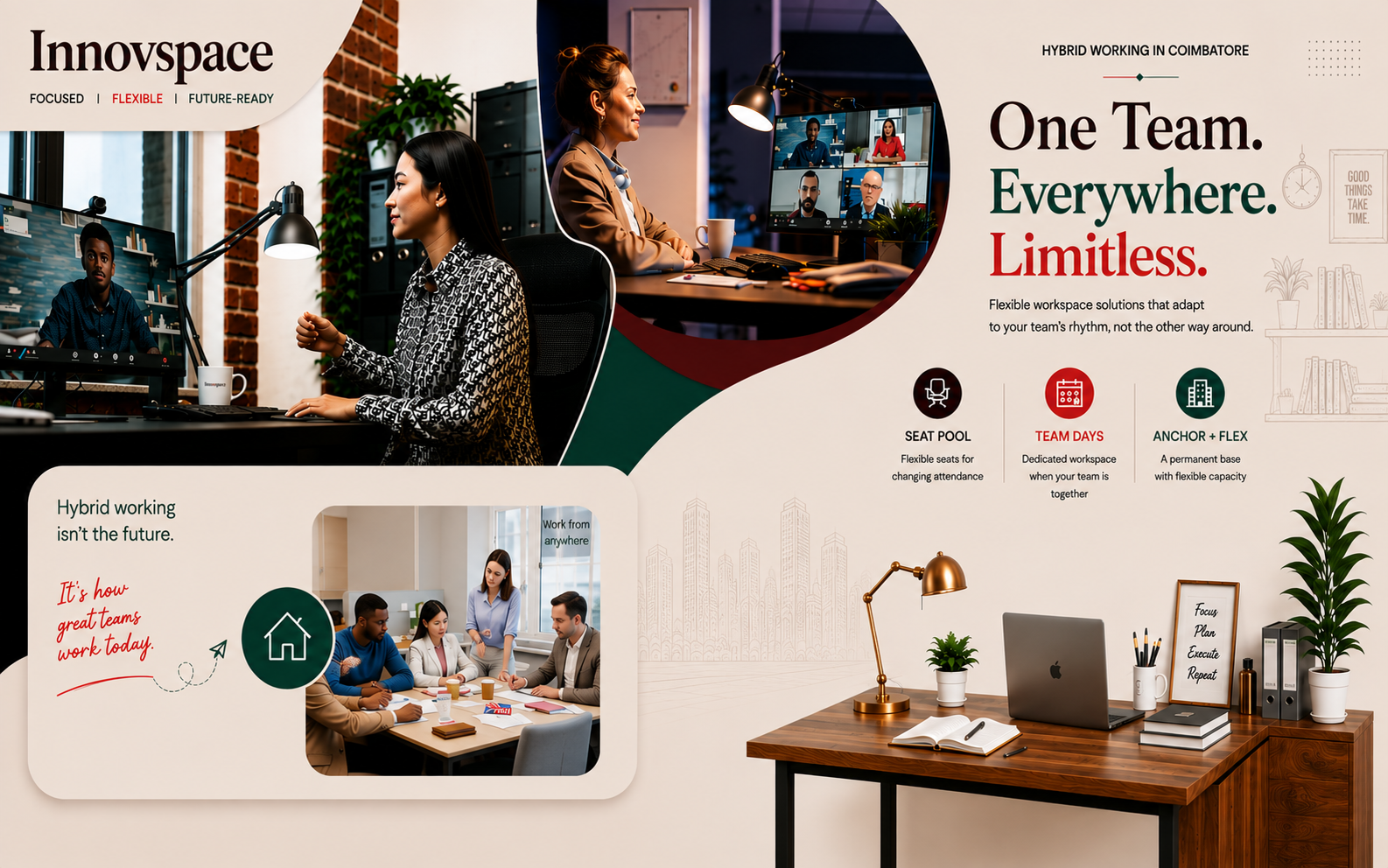 Hybrid working in Coimbatore — flexible office plans for hybrid teams at Innovspace Aero Zone and Edge Zone